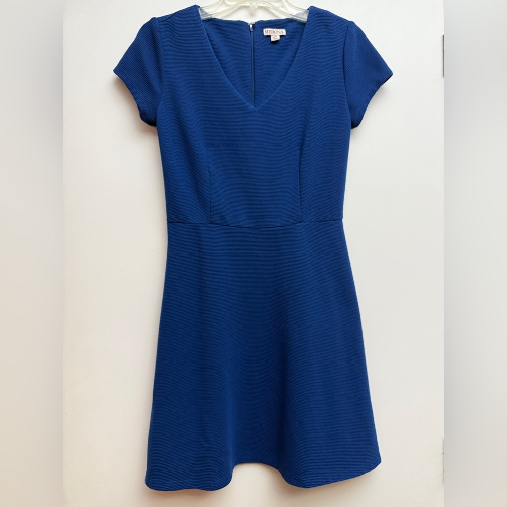 Set -“Merona” Blue Mini Dress & Vintage “Body Central” Multicolor Sheer Crop Top